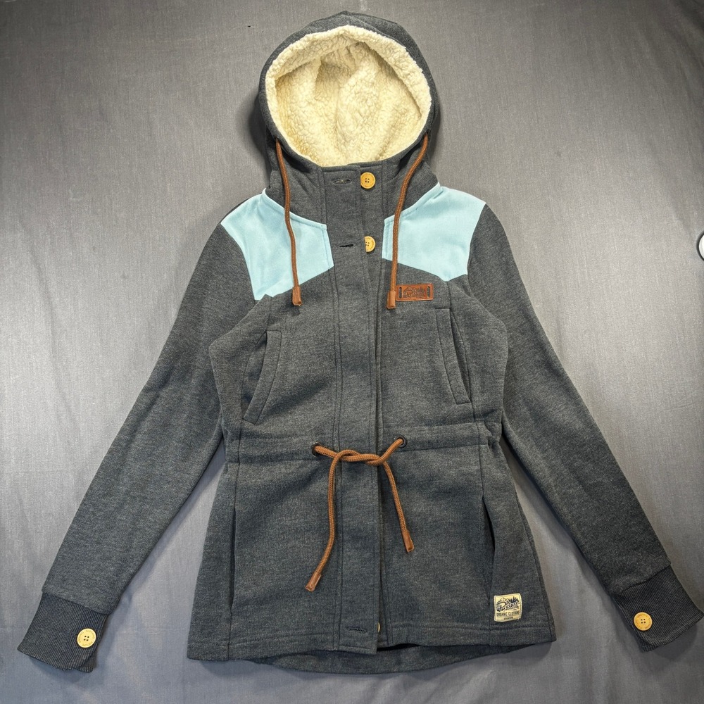 Picture Organic Clothing Sherpa Lined Hoodie‎ Jacket Women s Charcoal Blue - Picture 2 of 12
